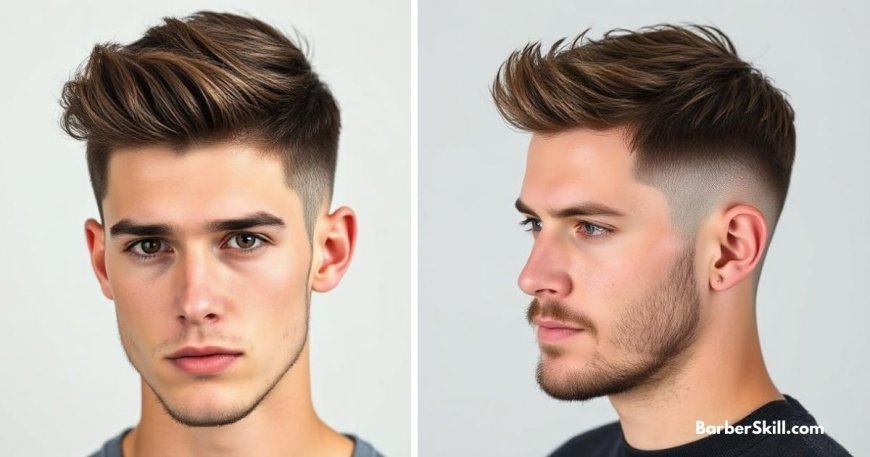 Low Fade Faux Hawk with a sharp fade on the sides and voluminous textured hair on top, creating a bold and stylish look.