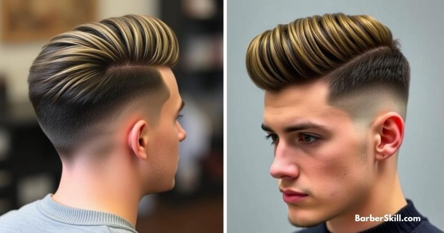 A man with a Low Fade Pompadour hairstyle, featuring smoothly backcombed top hair that seamlessly blends into the faded sides, with no visible hairline or style line for a clean and natural look.