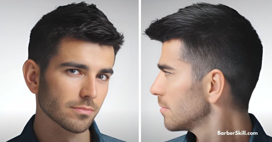 A man with a low fade crew cut, featuring short, evenly trimmed hair that blends seamlessly into the faded sides with no visible hairline or style lines.