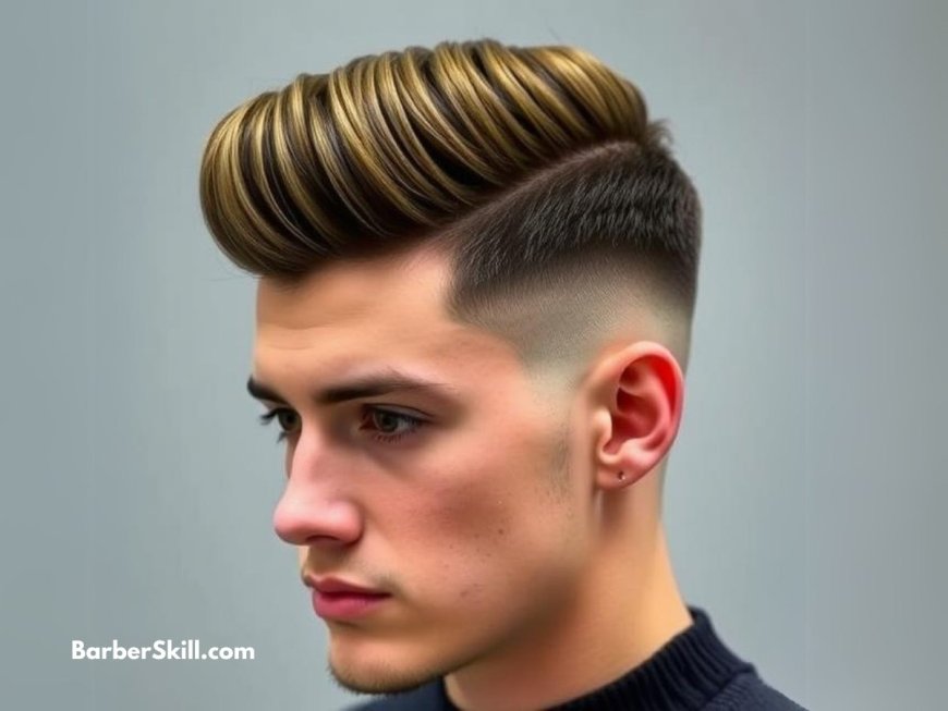 Handsome young man with a modern pompadour.