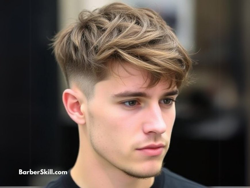 Textured Crop with a voluminous, tousled top and a low to mid fade.
