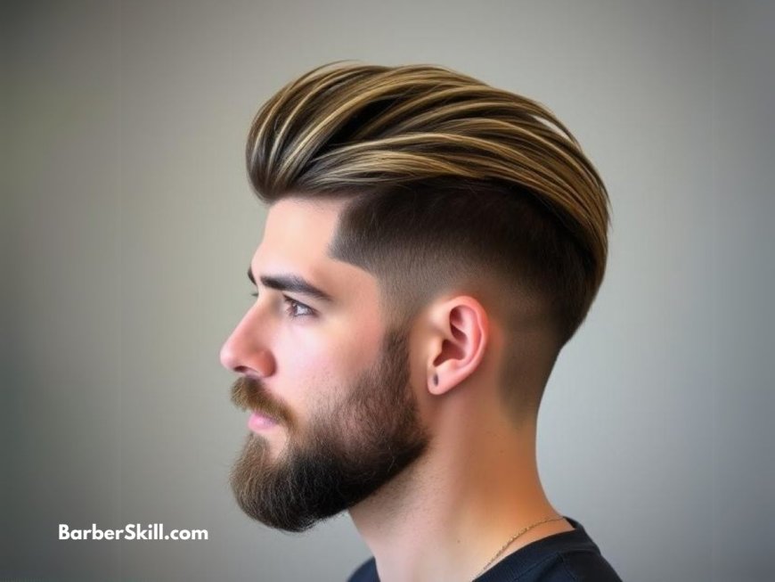 Slick Back Undercut with smoothly combed-back hair and short faded sides.