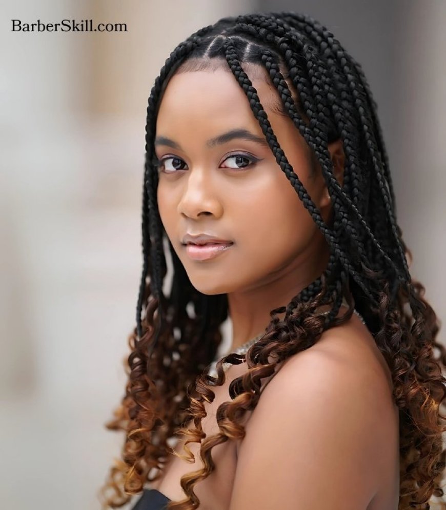 Box Braids with Curls at the Ends