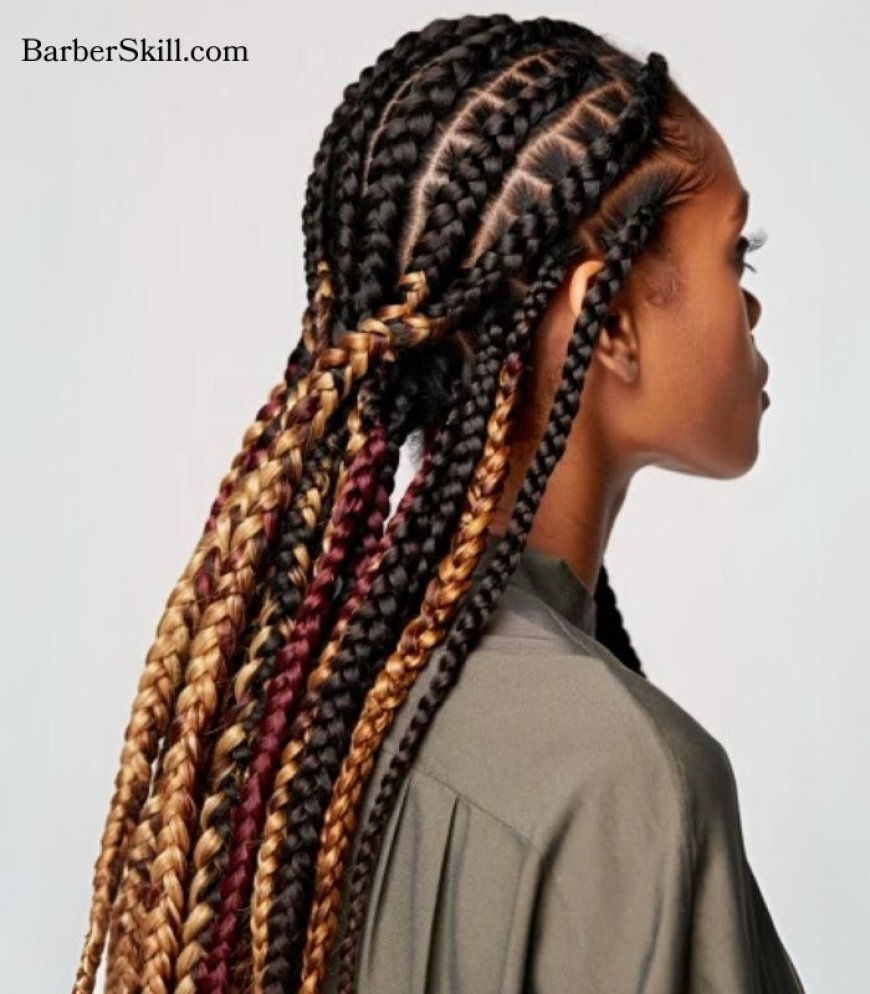 Box Braids with Color Highlights