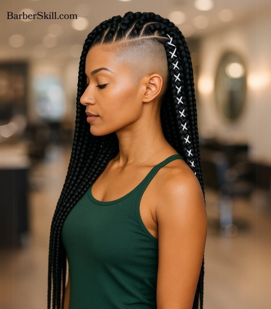 Box Braids with Shaved Sides