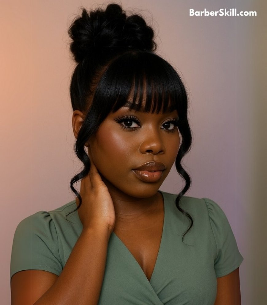 Curly Bun with Bangs Sew-In