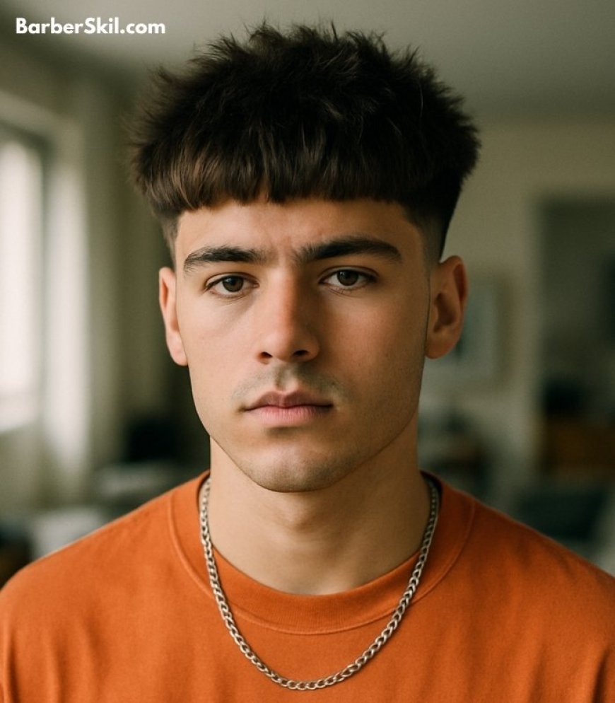 A man with Blowout Fluffy Edgar Haircut