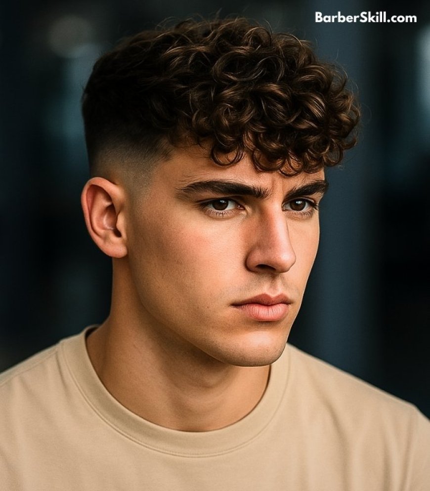 A handsome man having Perm Textured Fringe Fade haircut​