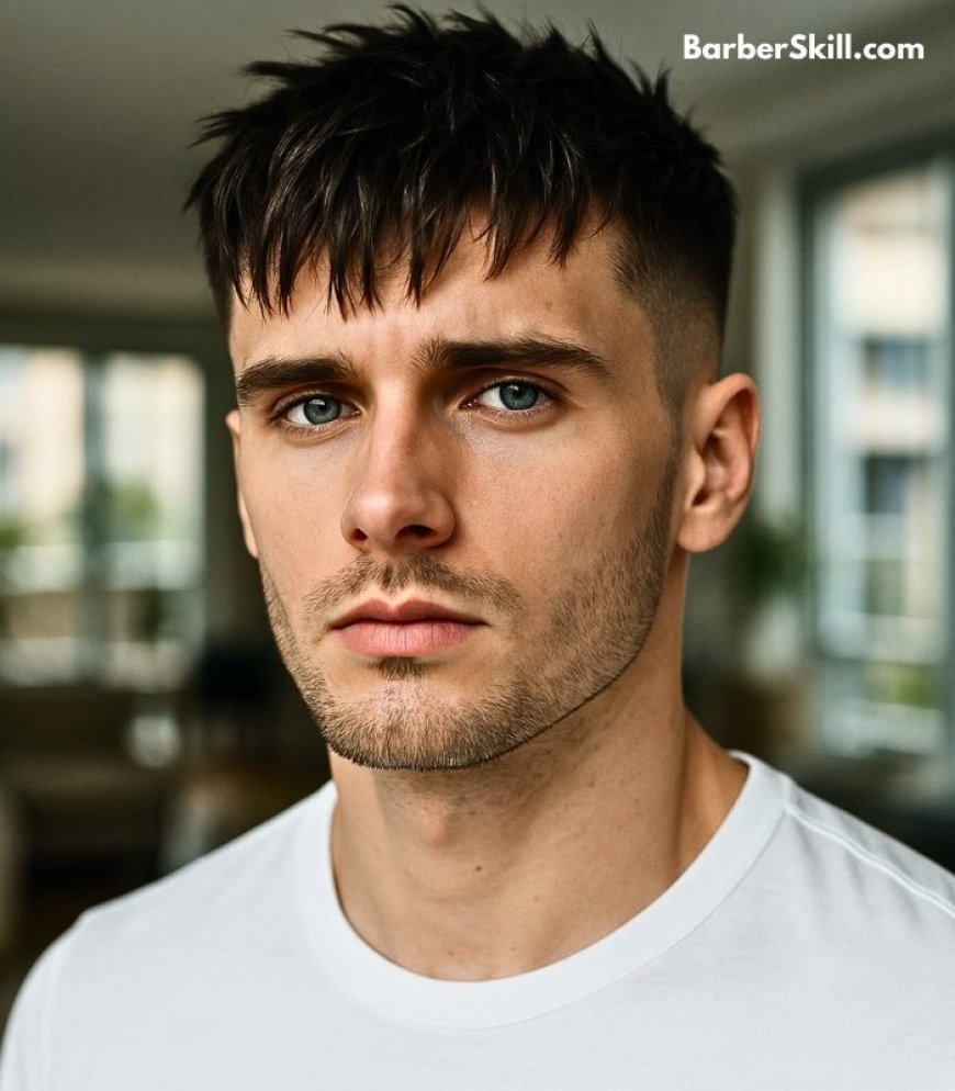 A handsome man having Textured Fringe haircut​