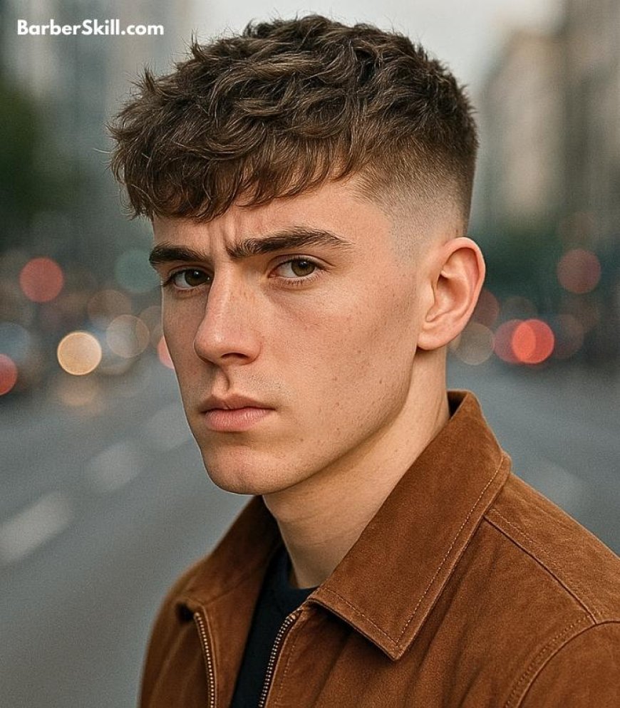 A handsome man having Messy Fringe with Mid Fade haircut​