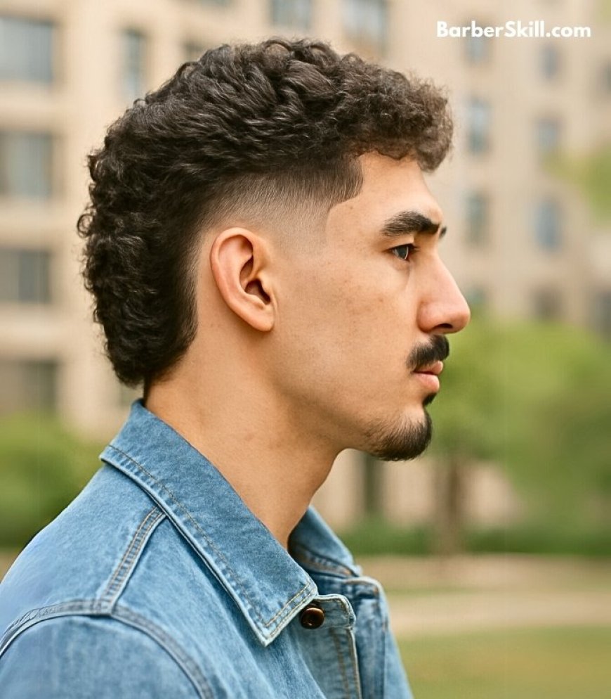 A handsome man with Burst Fade haircut