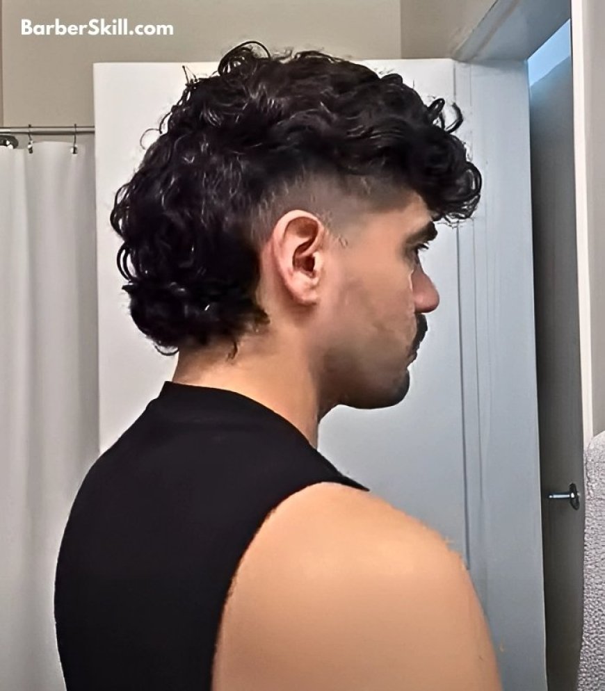 A man with Burst Fade Mullet haircut