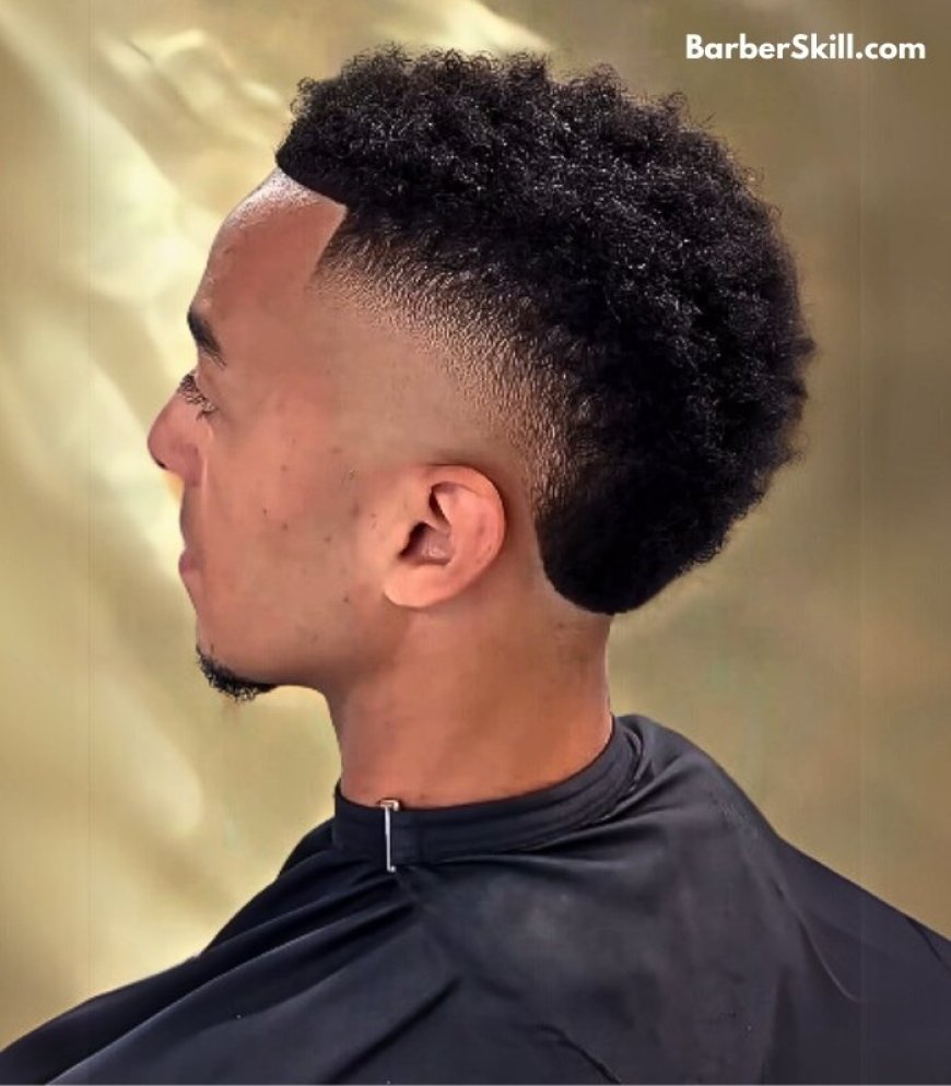 A man having Afro with Burst Fade haircut