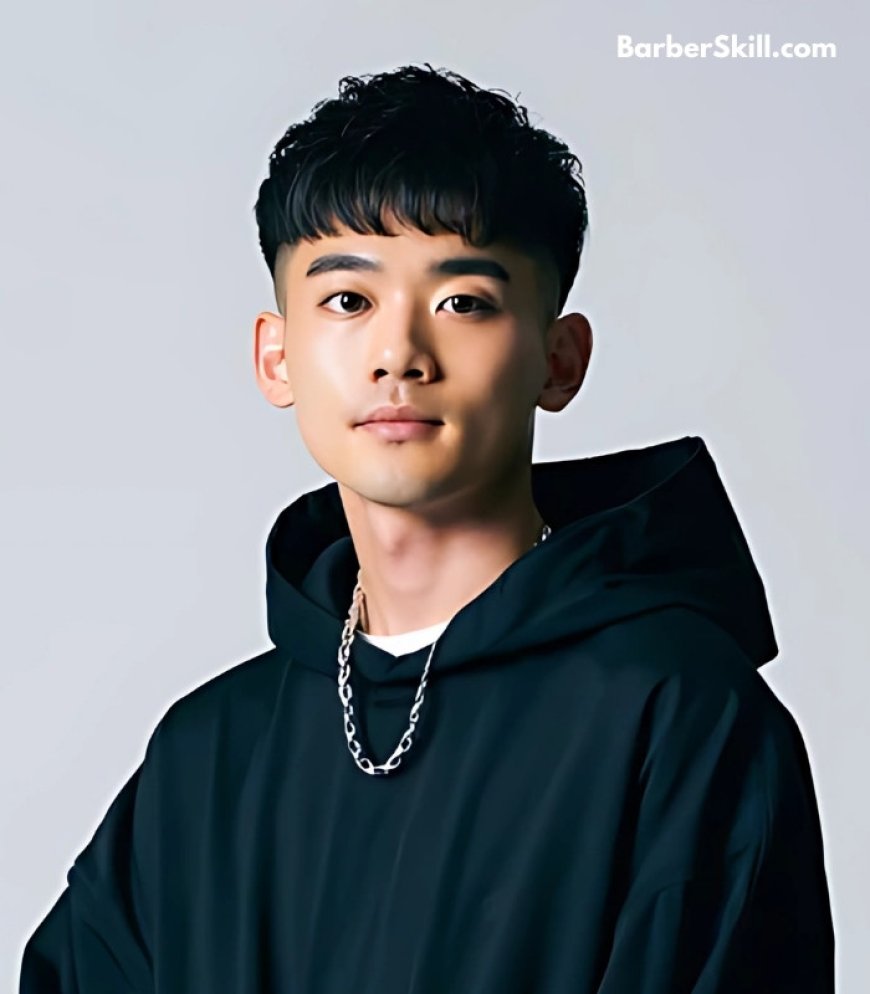 An Asian young man with Textured Crop hairstyle