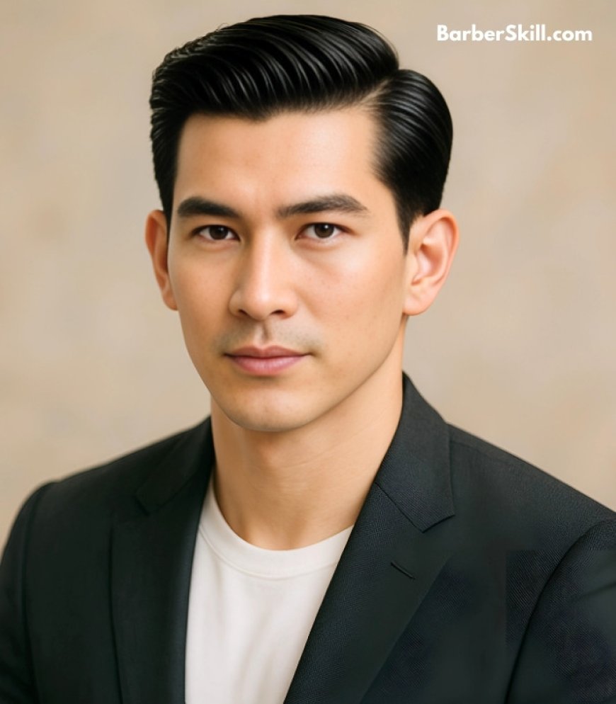 An Asian young man with Side Part hairstyle