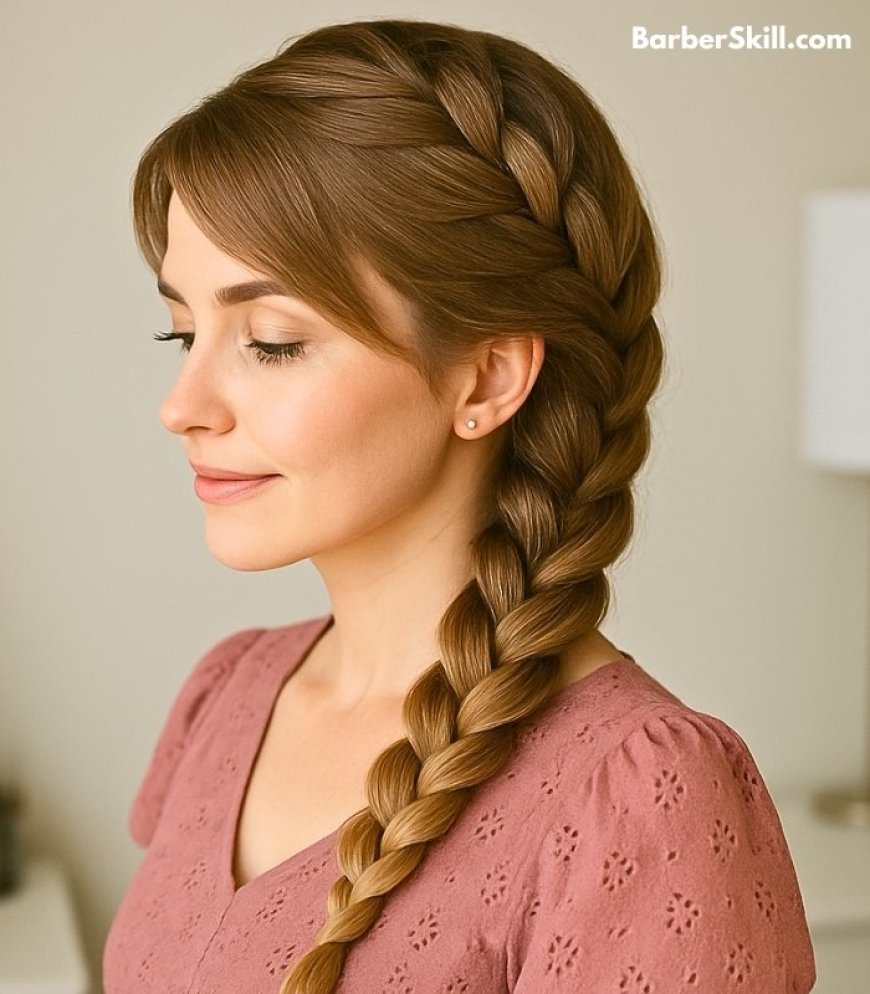A beautiful girl having Side French Braid hairstyle