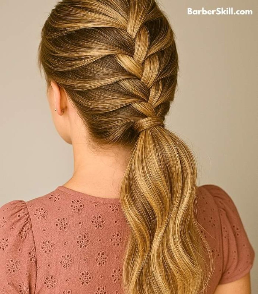 A beautiful girl having French Braid Ponytail hairstyle