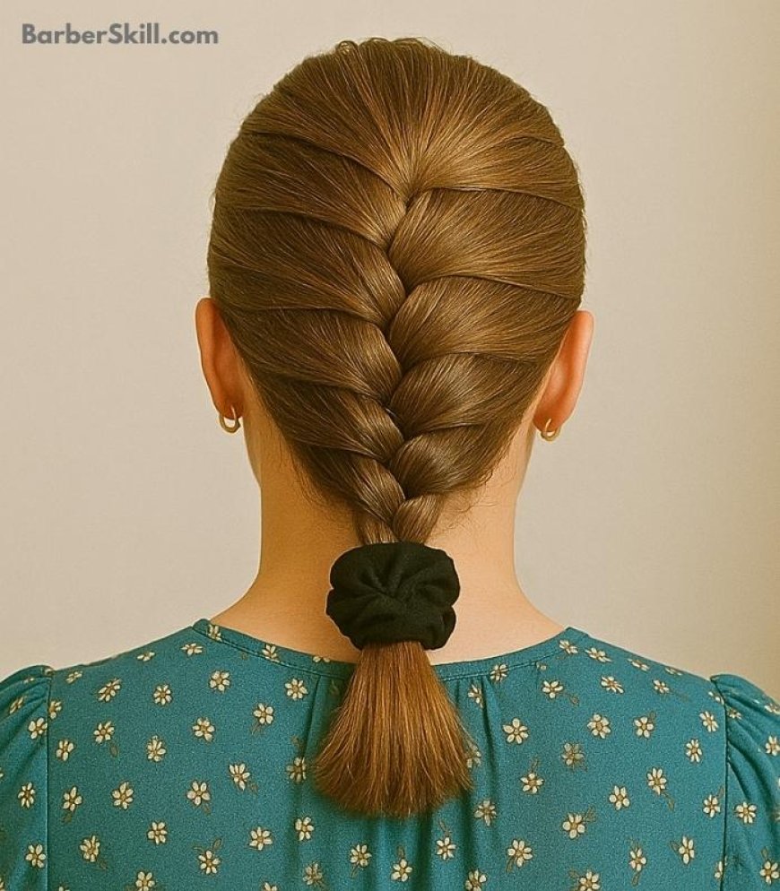 A beautiful girl having French Braid for Short Hair hairstyle