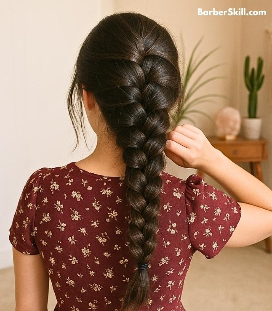 A beautiful girl having Messy French Braid hairstyle