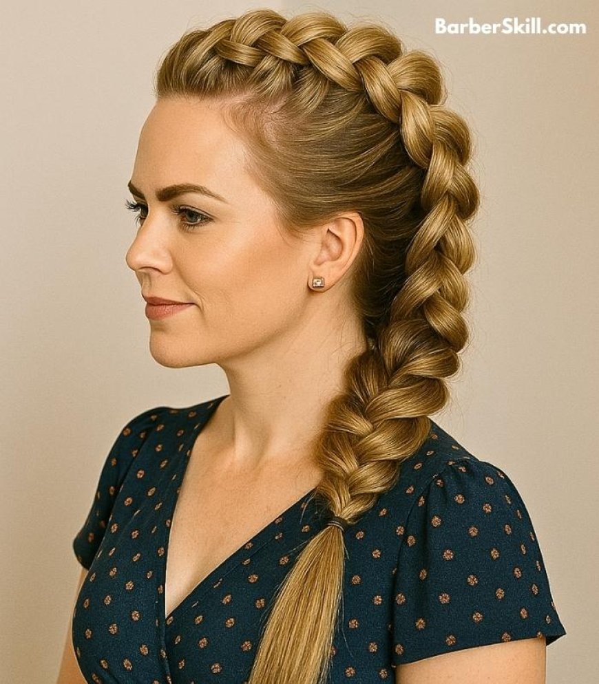 A beautiful girl having French Braid Mohawk hairstyle