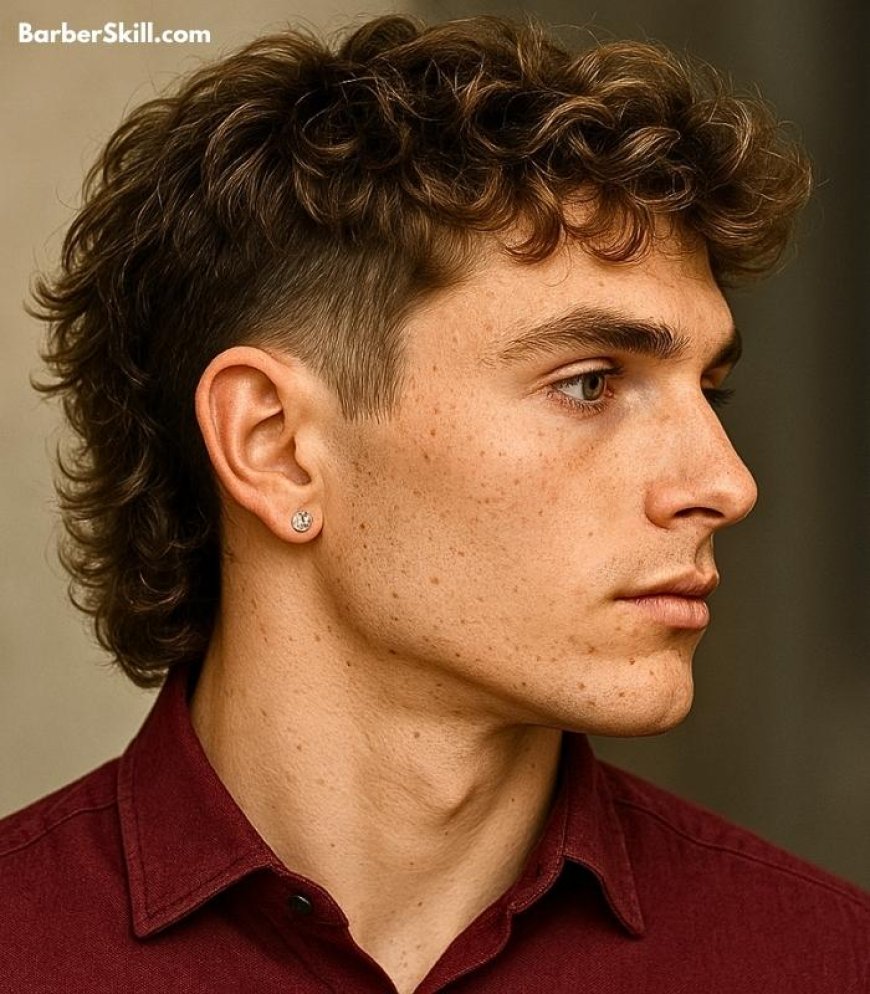 A handsome man having modern mullet fade​ haircut