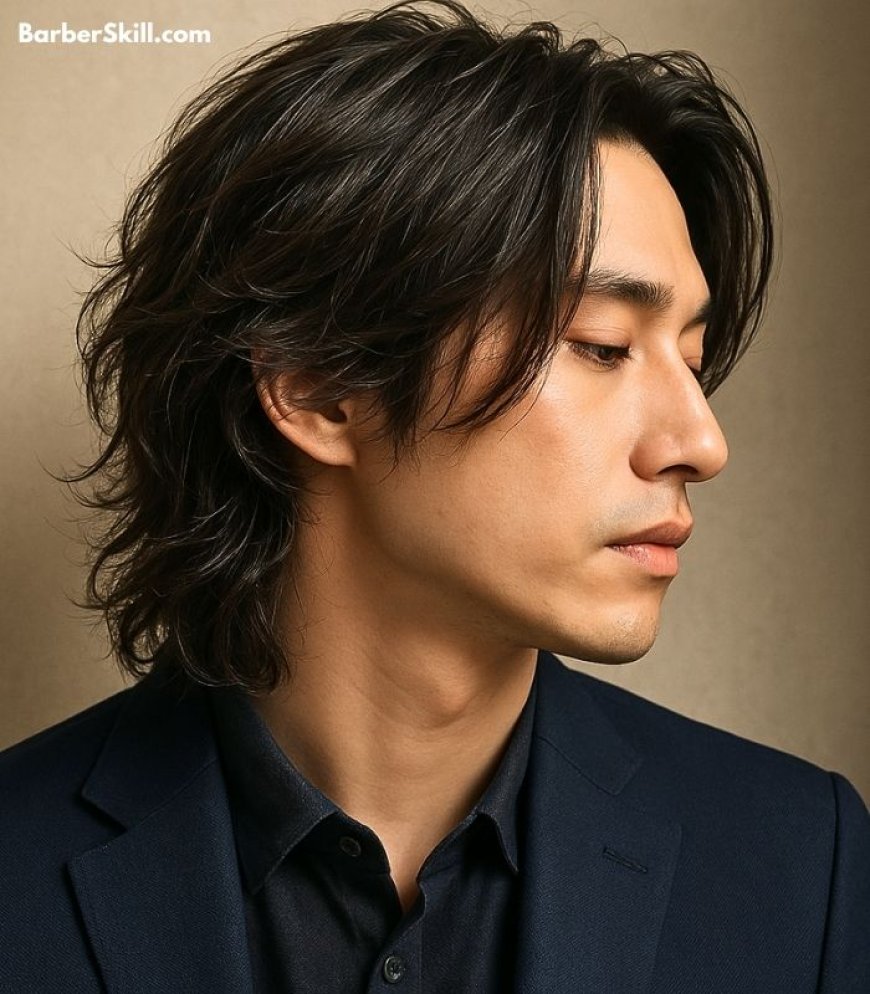 A handsome man having Wolf Cut haircut