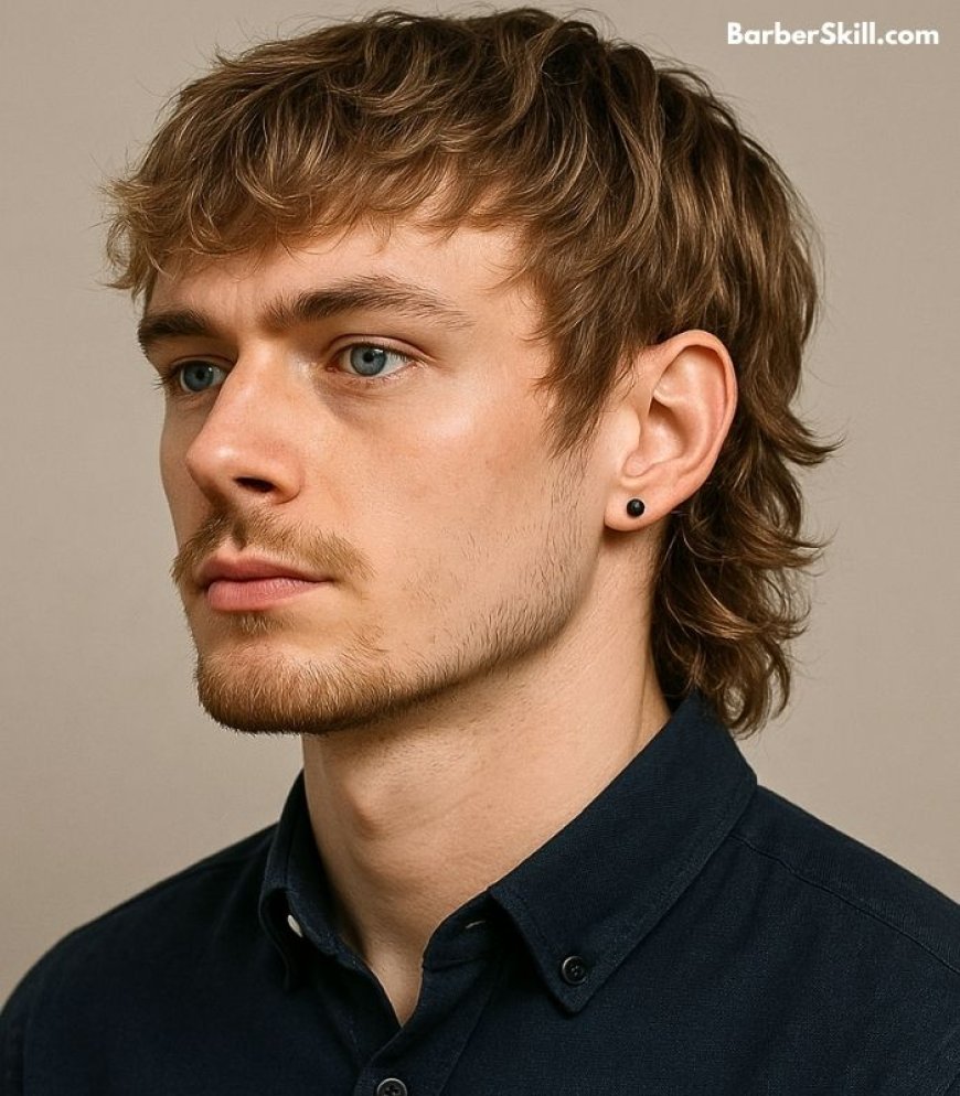 A handsome man having Shag Mullet haircut