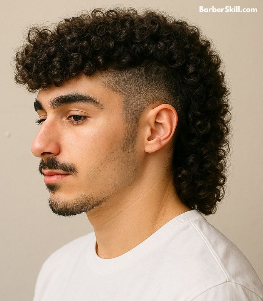 A handsome man having Permed Mullet haircut