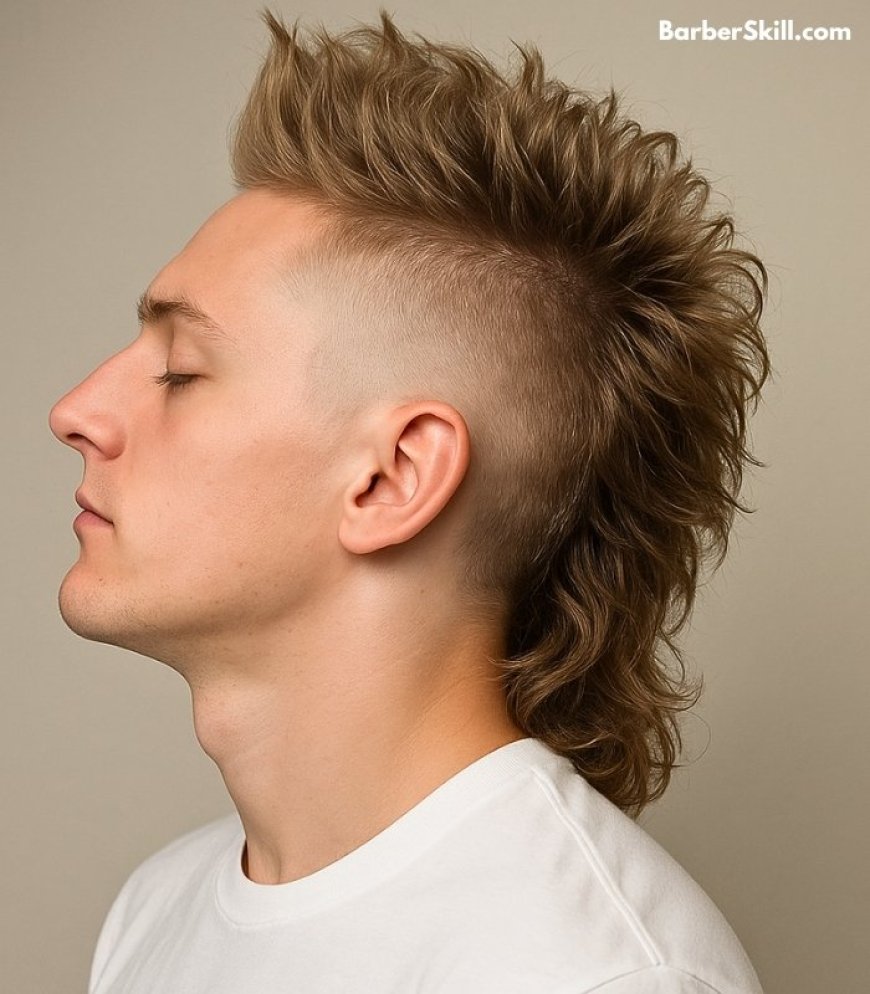 A handsome man having Mohawk Mullet haircut