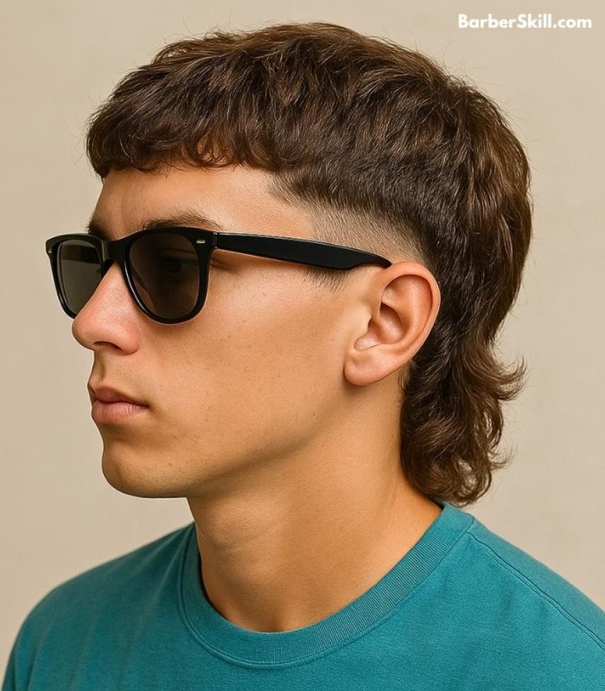 A handsome man having Short Mullet haircut