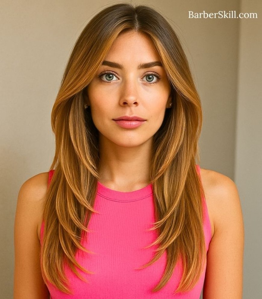 A beautiful woman having Butterfly Haircut with Long Layers