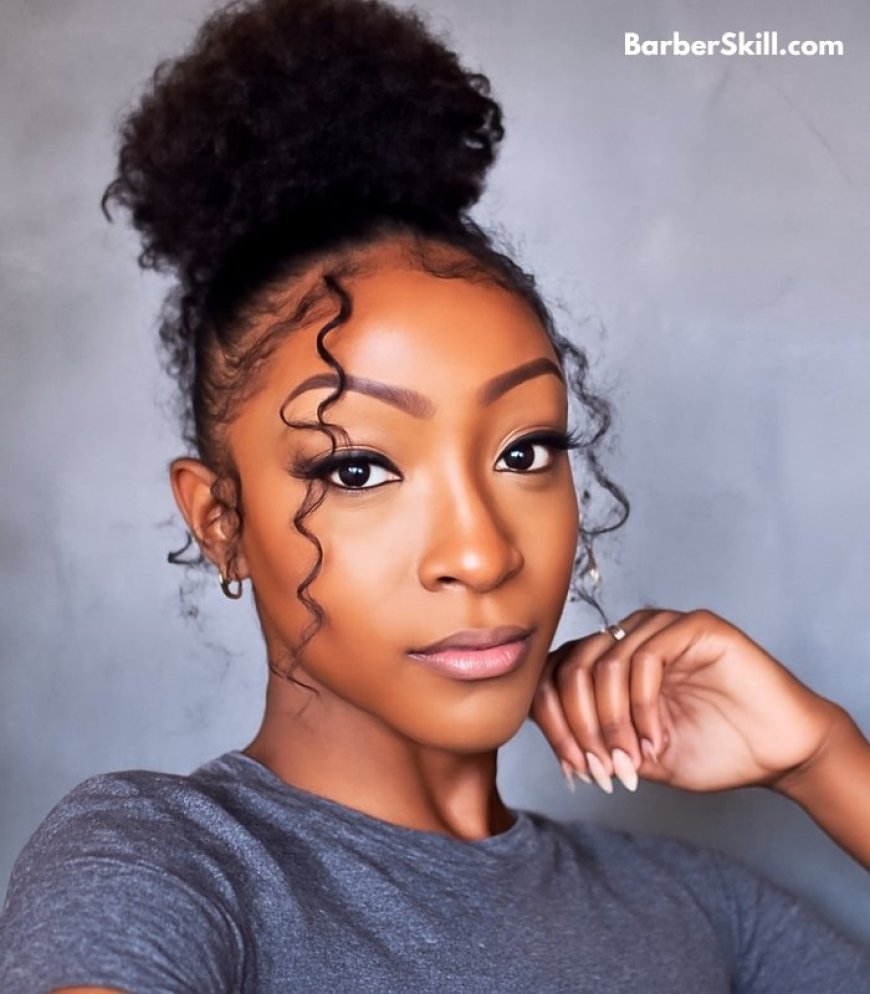 A beautiful woman having Messy Bun hairstyle