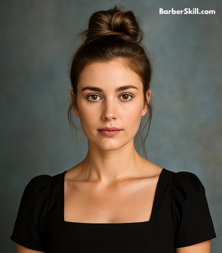 A beautiful woman having Top Knot hairstyle