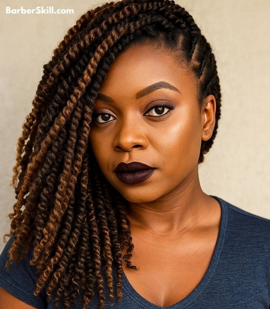 A beautiful woman having Side‑Swept Twist hairstyle