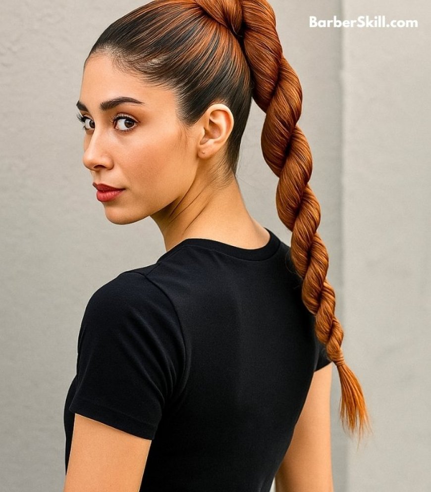 A beautiful woman having Twisted Rope Ponytail hairstyle