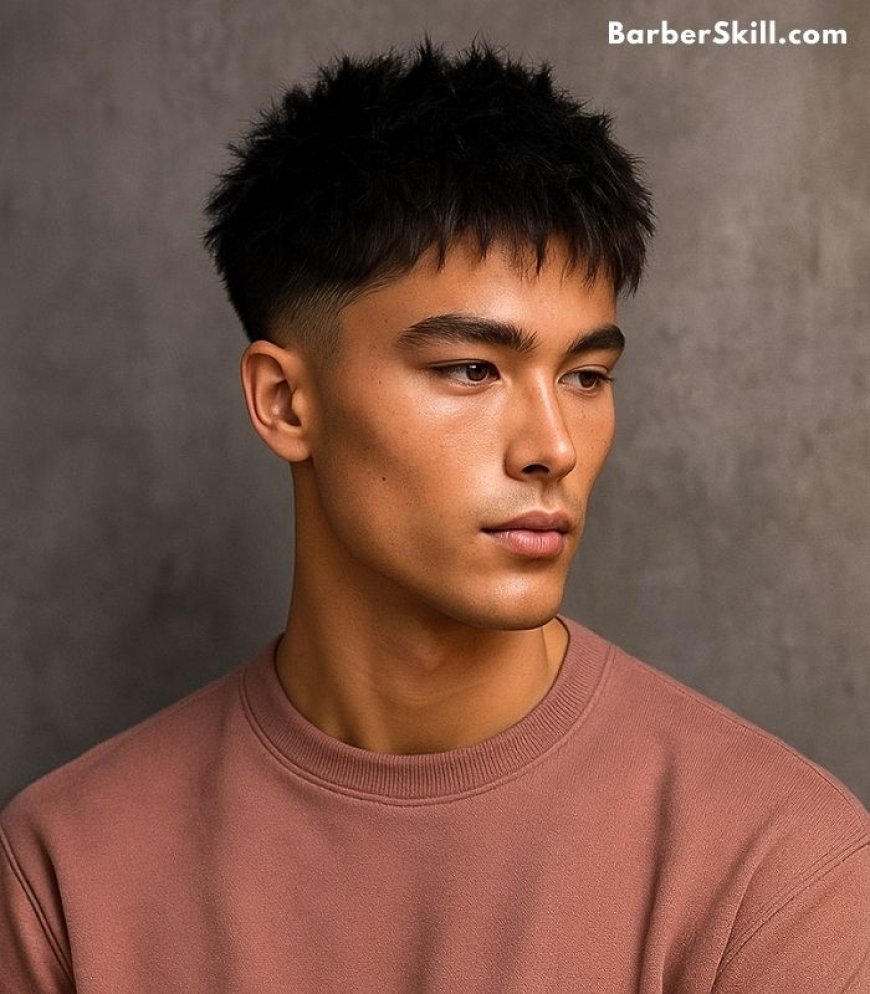 A handsome young man having 16 Guard Blowout Buzz Cut Haircut
