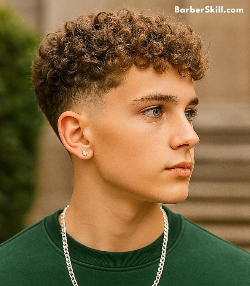 A handsome young man having 16 Guard Curly Top Haircut