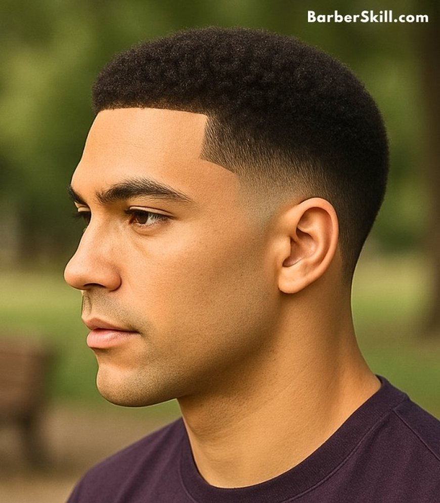 A handsome young man having 16 Guard Afro-Inspired Taper Haircut