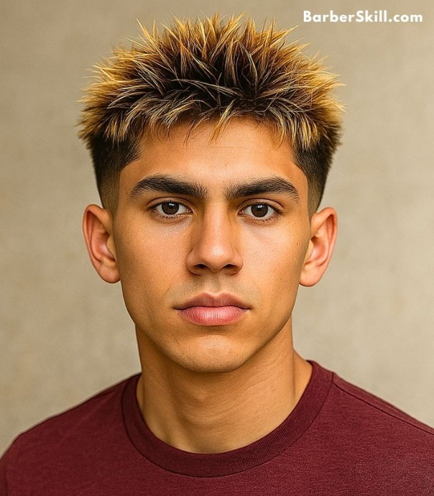 A handsome young man having 16 Guard Spiky Hair Haircut