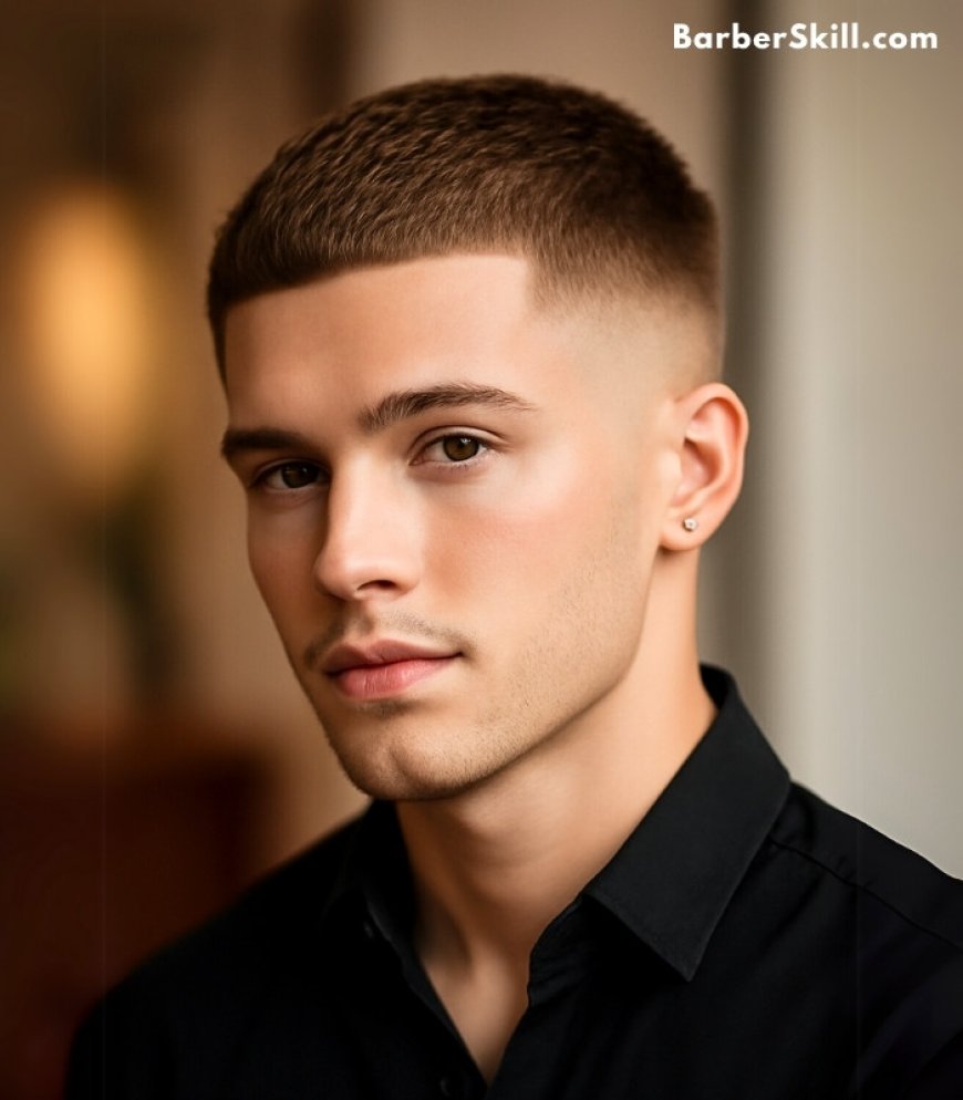 A handsome young man having 16 Guard French Crop Haircut