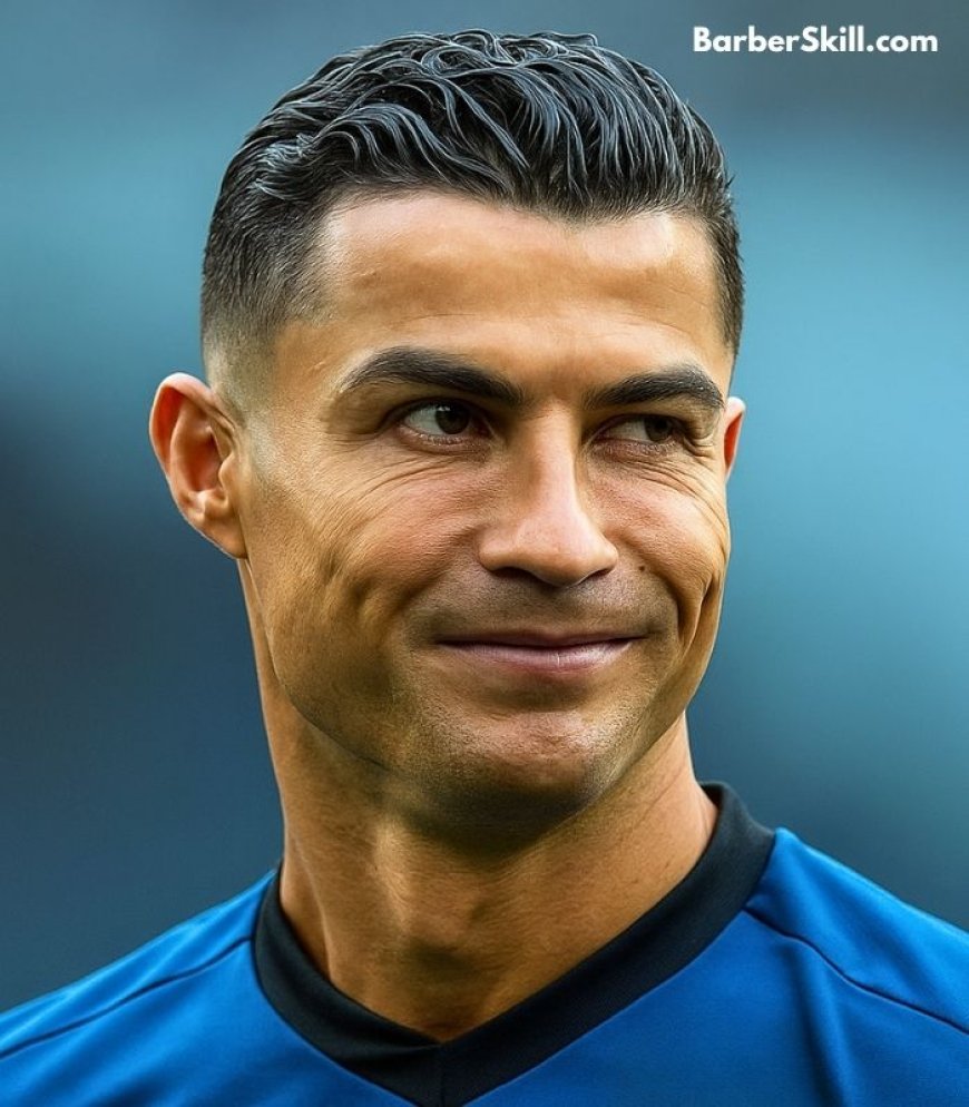 Cristiano Ronaldo Shadow Fade With Slicked-Back Top haircut. The 2025 haircut of Cristiano Ronaldo