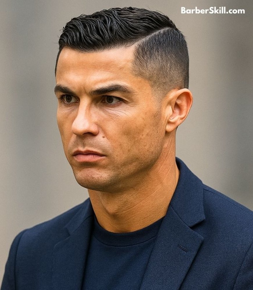 Cristiano Ronaldo's Textured Crop with Hard Part haircut.