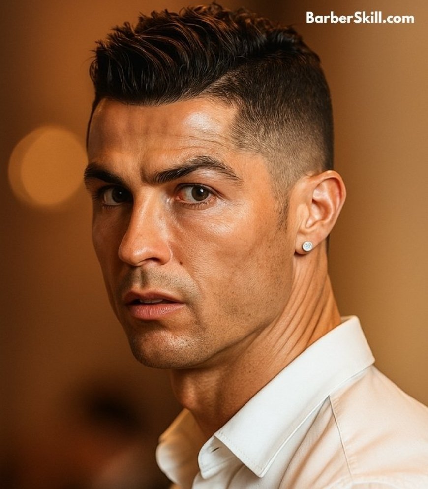 Cristiano Ronaldo's High Skin Fade With Wavy Top haircut.