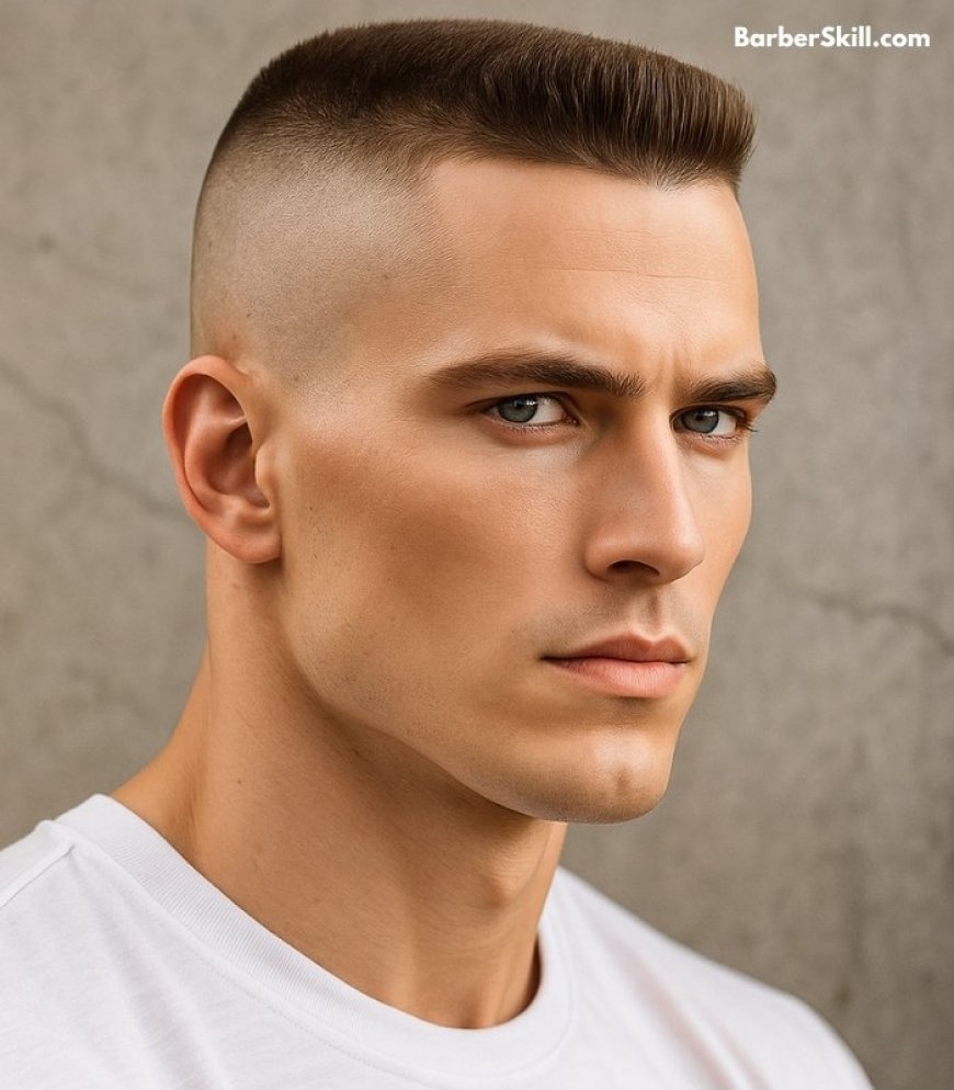 A handsome man having High and Tight with Skin Fade haircut