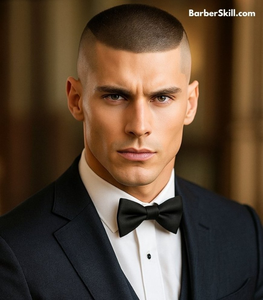 A handsome man having Flat Top Recon haircut