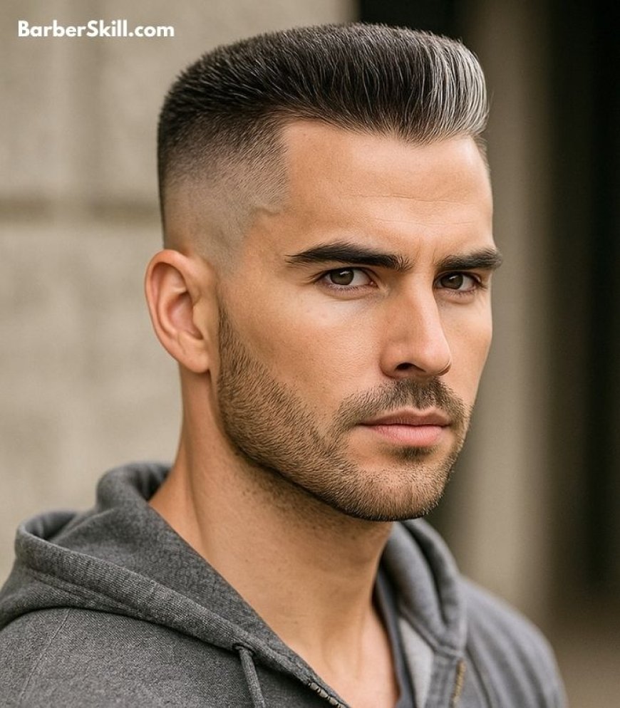 A handsome man having Textured Flat Top haircut