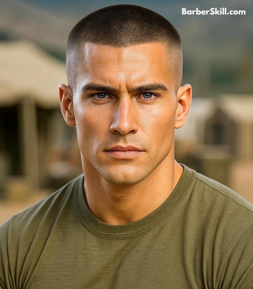 Military haircuts: A military soldier having Buzz Cut hairstyle