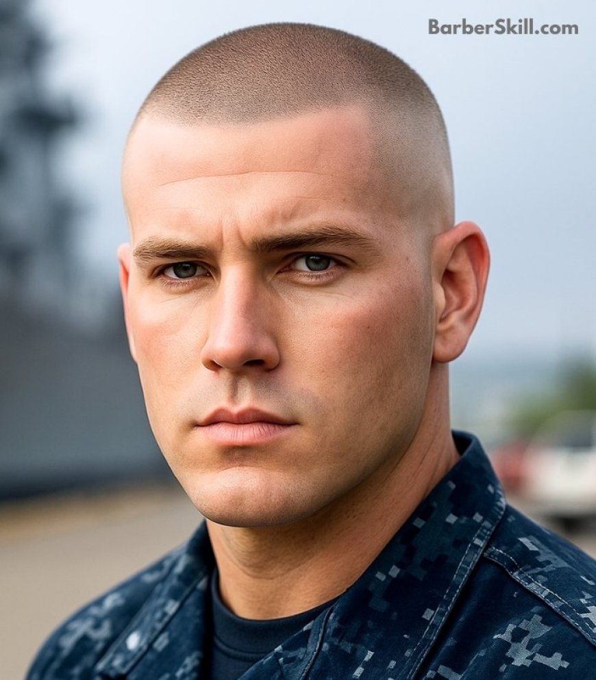 Military haircuts: A military soldier having Induction Cut hairstyle